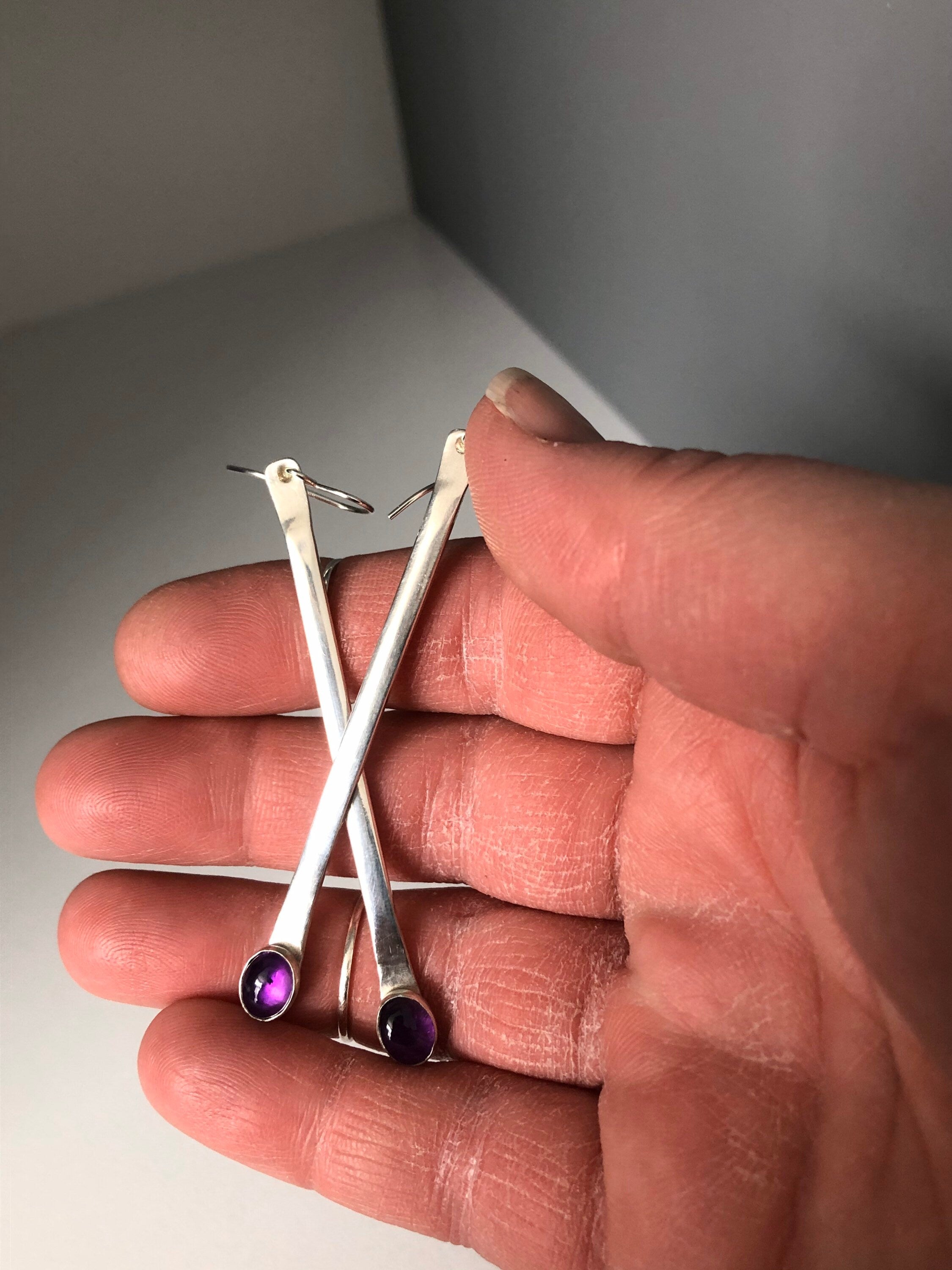 Classic Amethyst Stick Earrings
