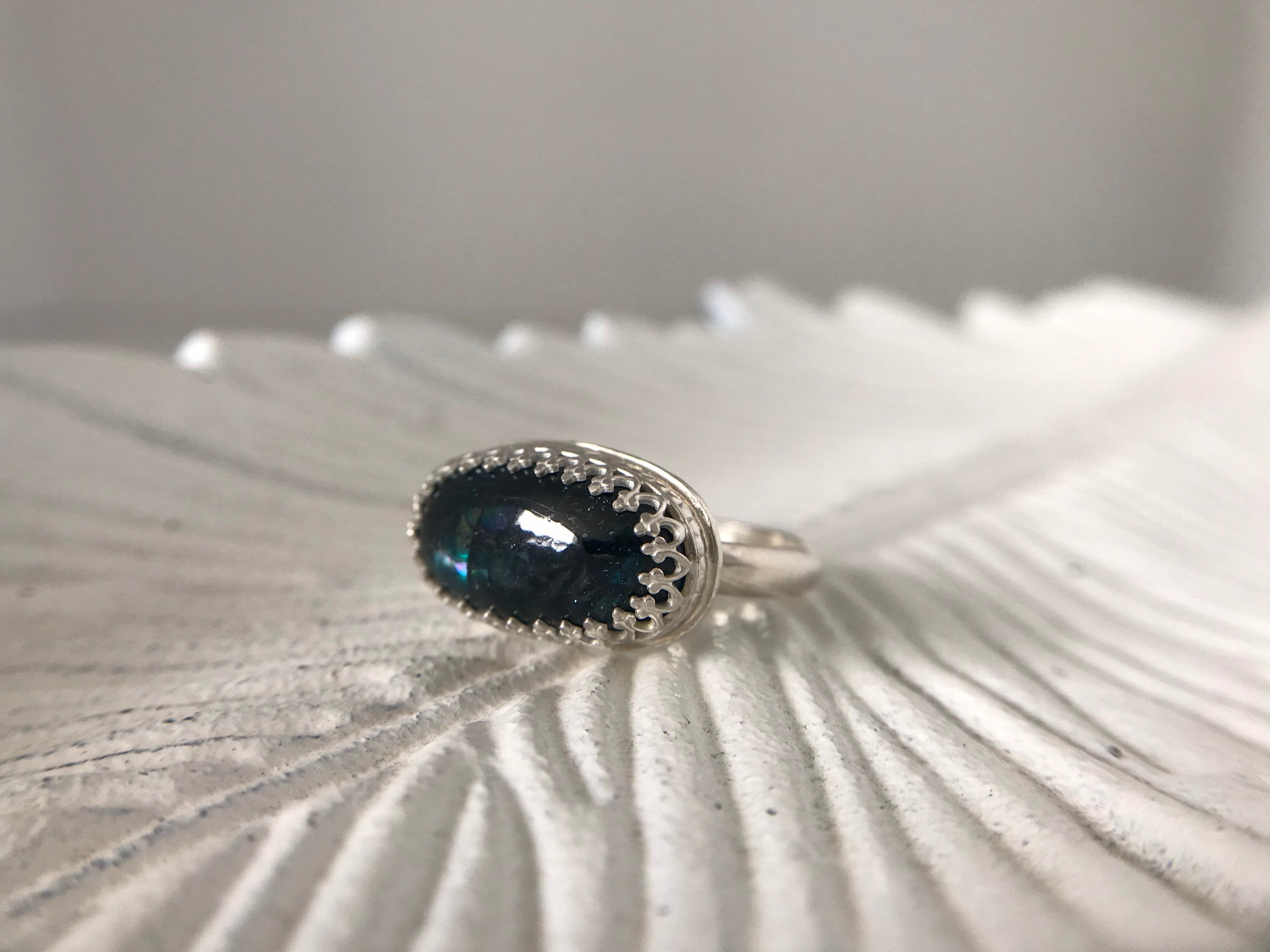 Teal Moss Kyanite Ring