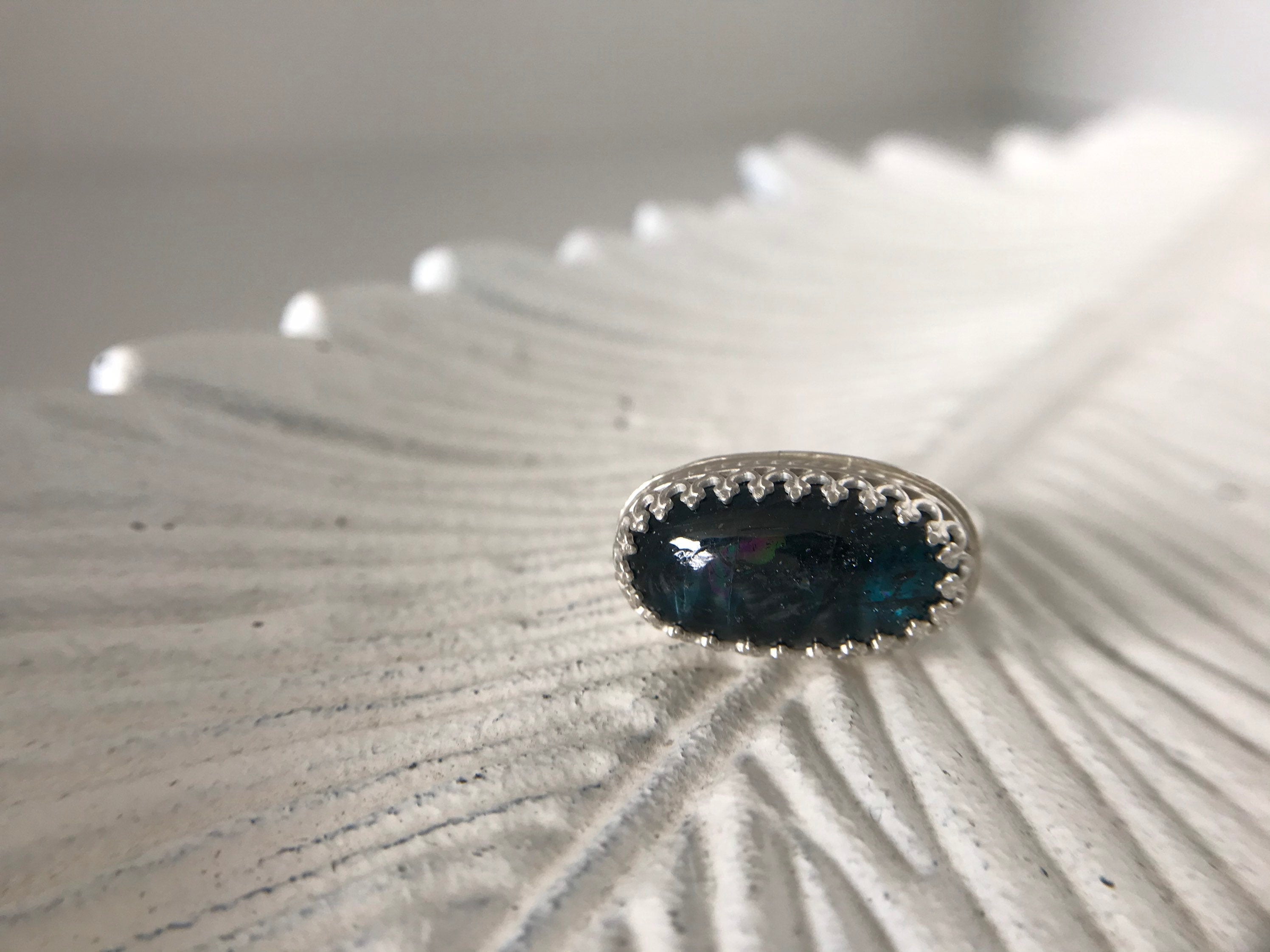 Teal Moss Kyanite Ring