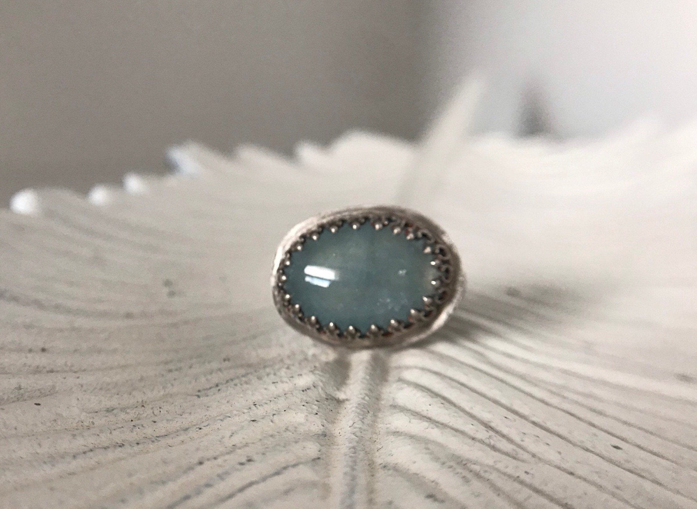 Oxidized Aquamarine Ring