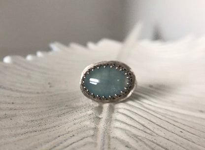 Oxidized Aquamarine Ring