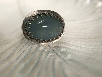 Oxidized Aquamarine Ring