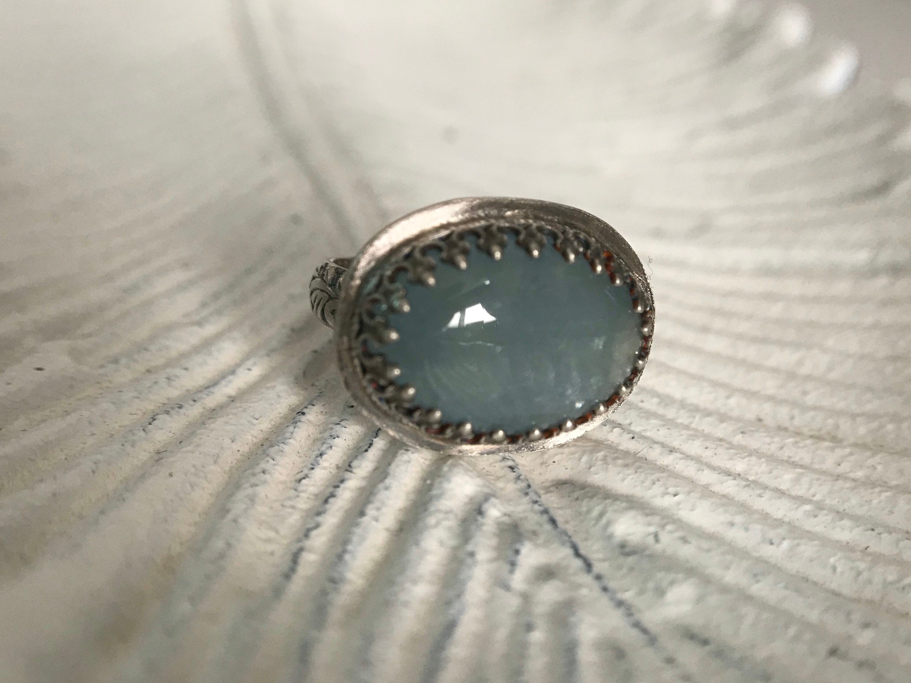 Oxidized Aquamarine Ring