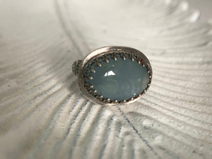 Oxidized Aquamarine Ring