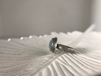 Oxidized Aquamarine Ring