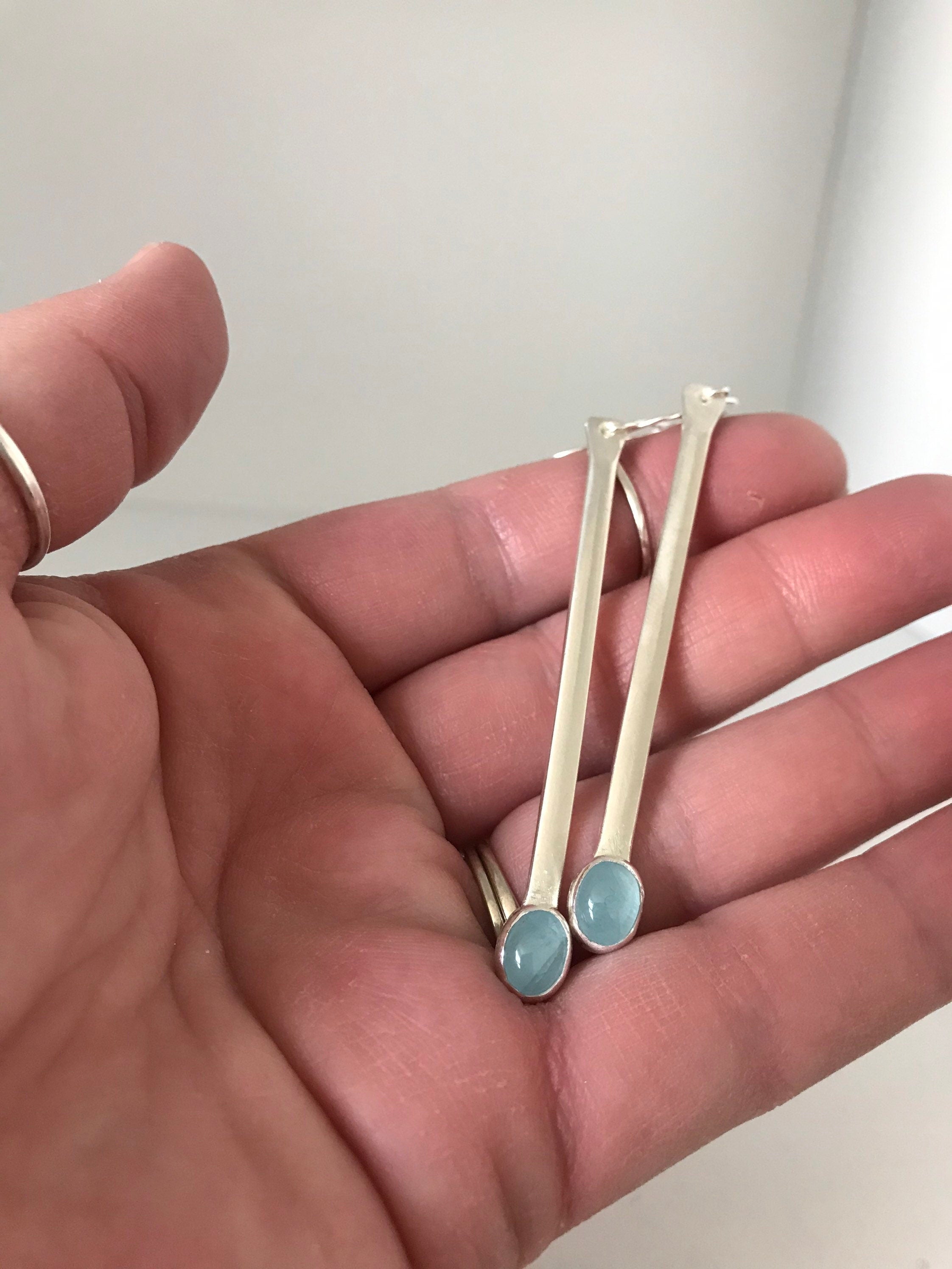 Classic Aquamarine Stick Earrings