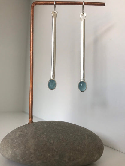 Classic Aquamarine Stick Earrings