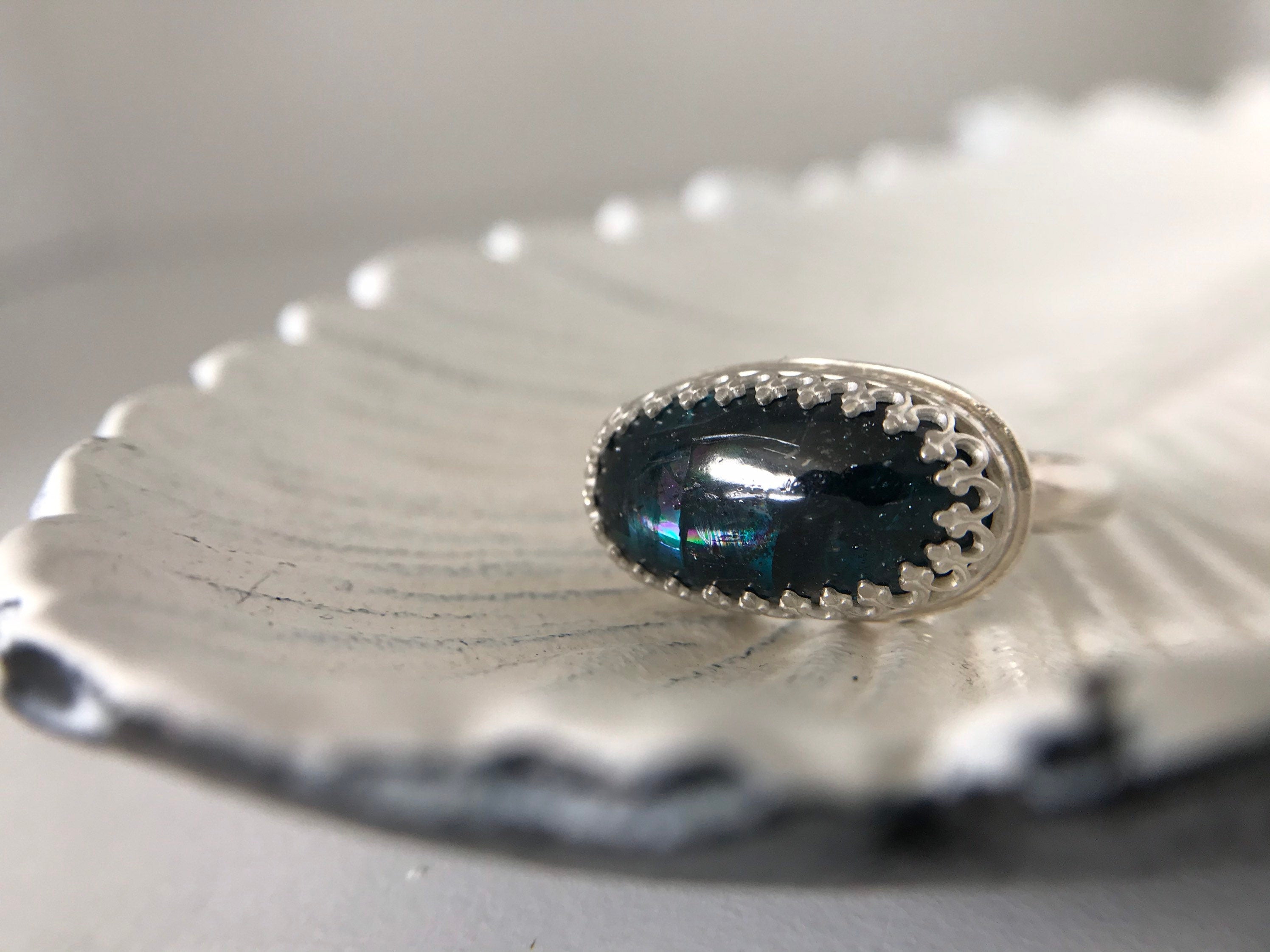 Teal Moss Kyanite Ring