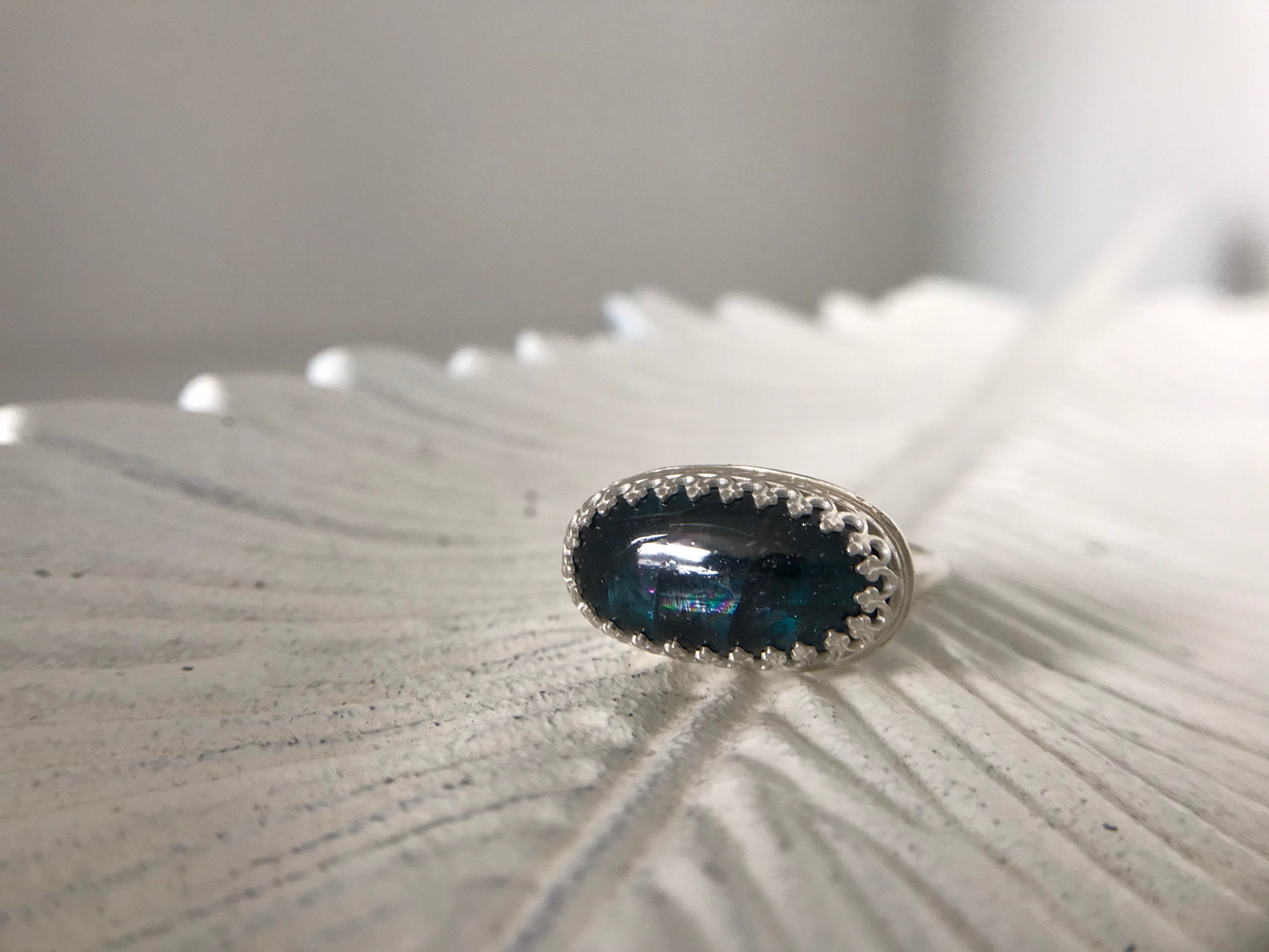 Teal Moss Kyanite Ring