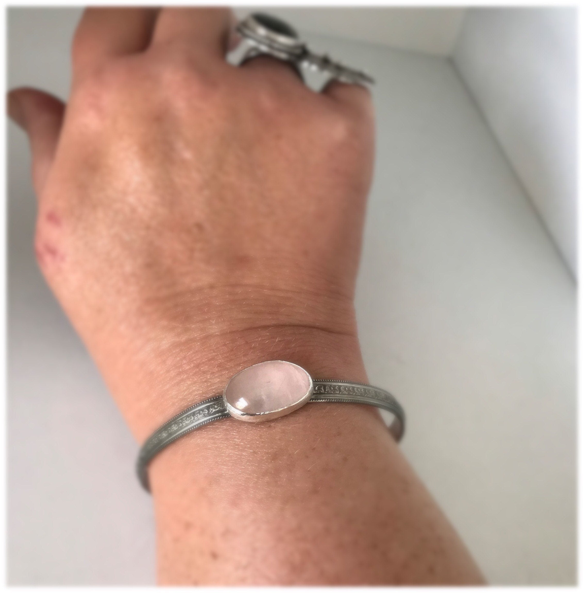 Freeform Rose Quartz Cuff