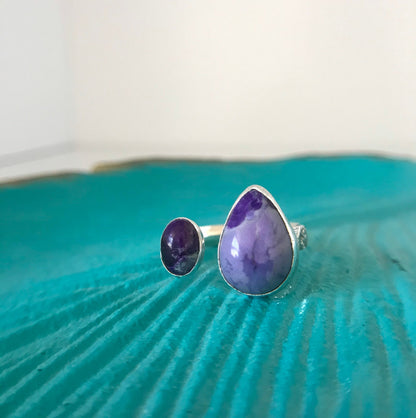 Open Concept Adjustable Double Sugilite Ring