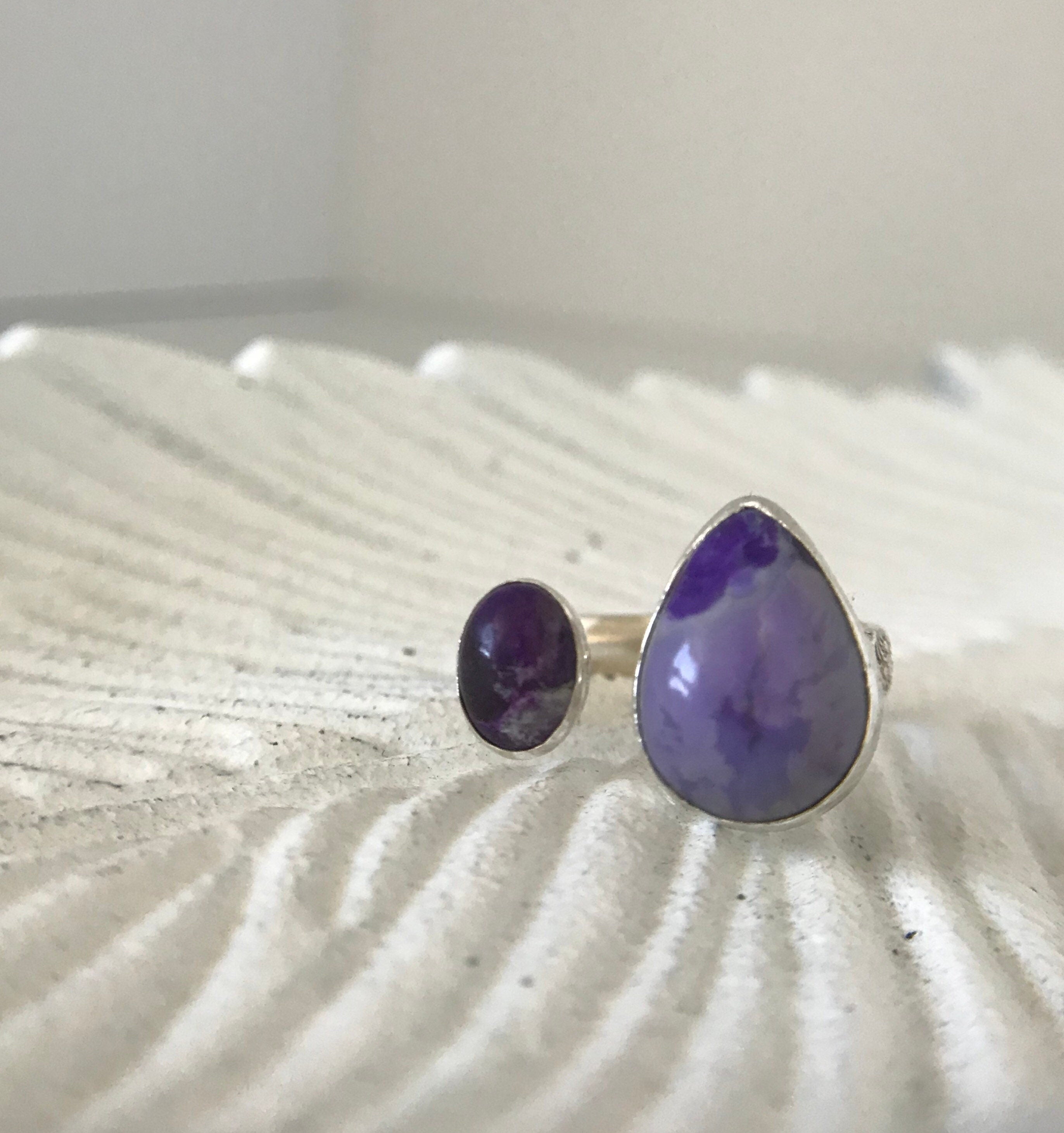 Open Concept Adjustable Double Sugilite Ring