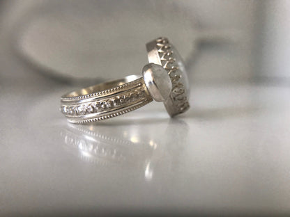 Open Concept Double Rainbow Moonstone Adjustable Ring