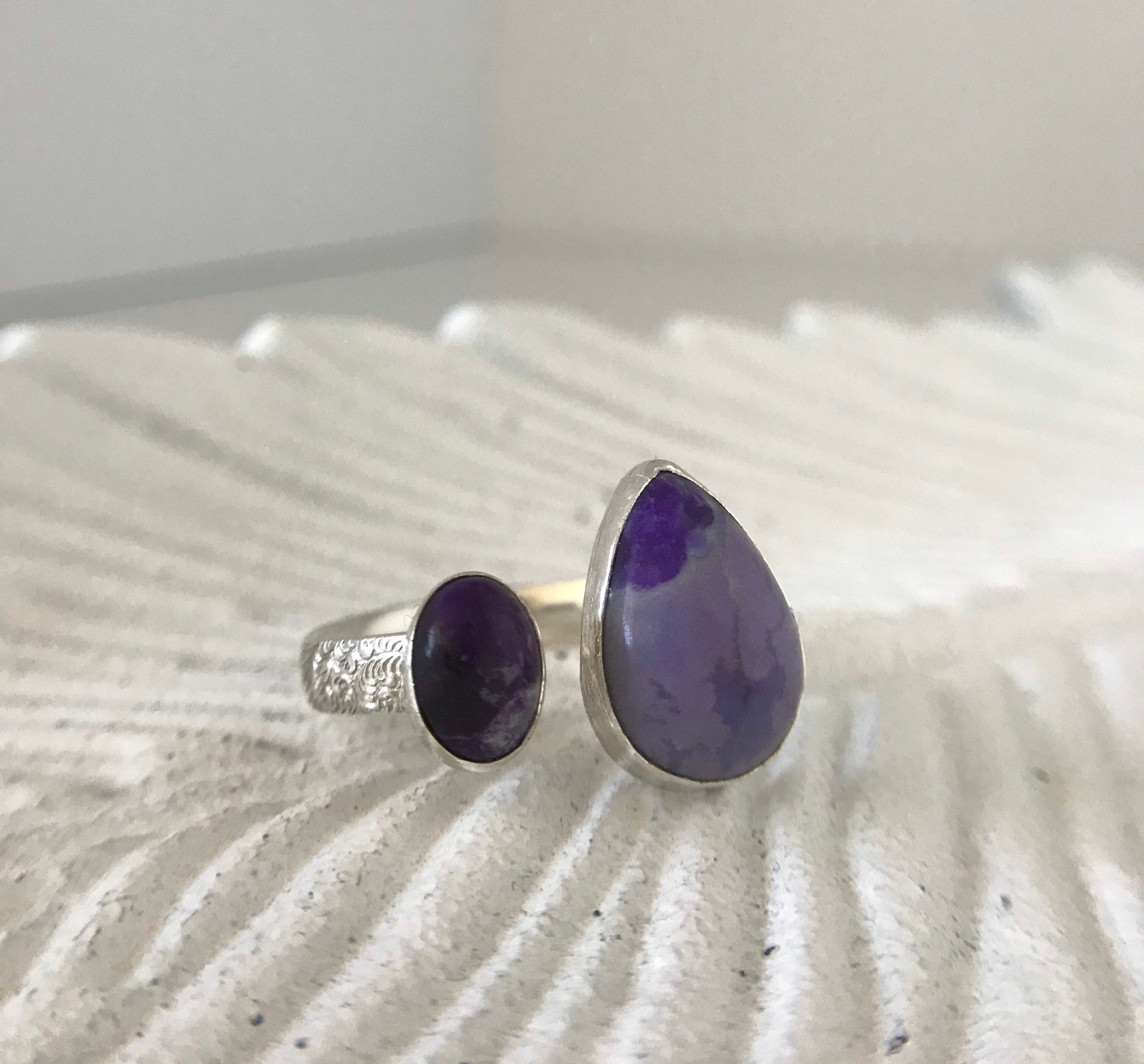 Open Concept Adjustable Double Sugilite Ring