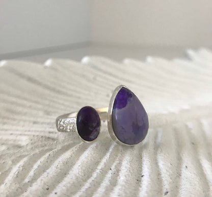 Open Concept Adjustable Double Sugilite Ring