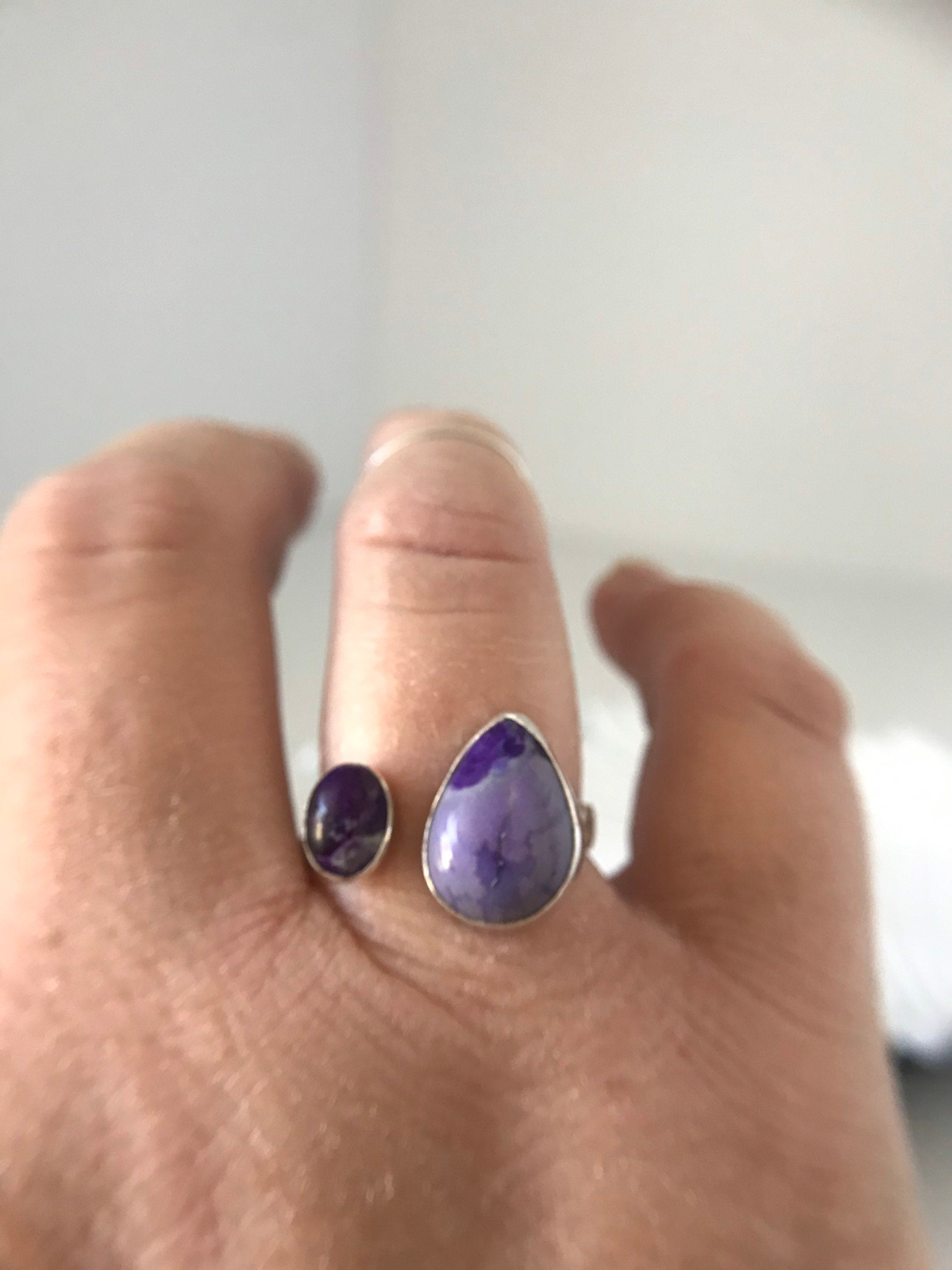 Open Concept Adjustable Double Sugilite Ring