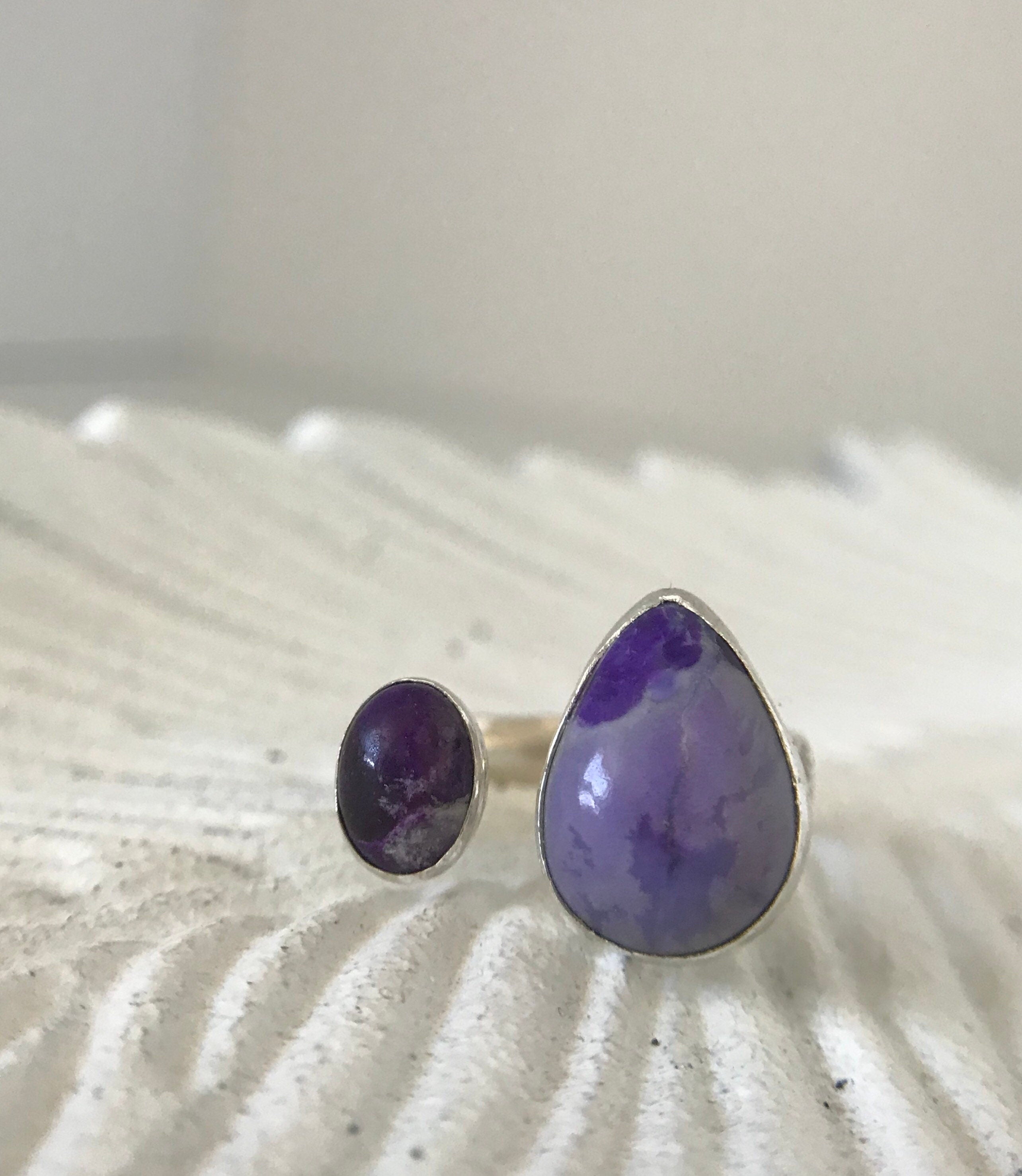 Open Concept Adjustable Double Sugilite Ring
