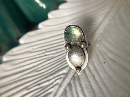 Green and Yellow Tourmaline Leaf Ring
