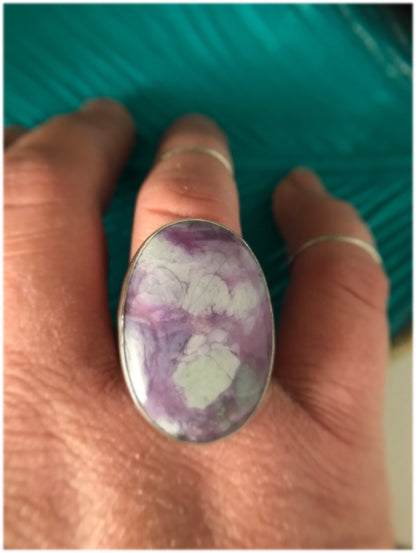 Purple and Blue Sugilite Richterite Statement Ring