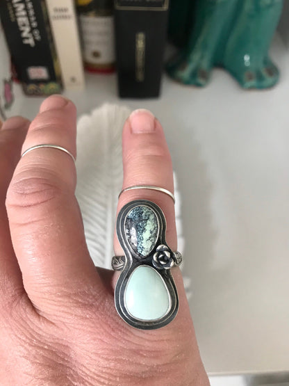 Snowcloud and Yellowstone Variscite Rose Ring