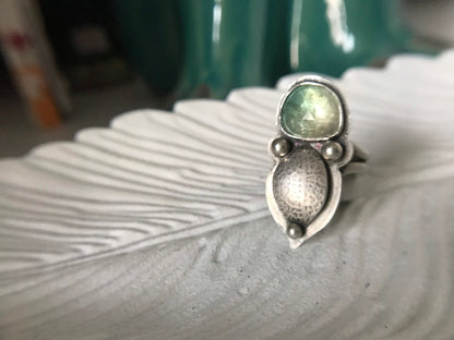 Green and Yellow Tourmaline Leaf Ring