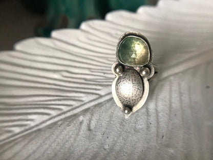 Green and Yellow Tourmaline Leaf Ring