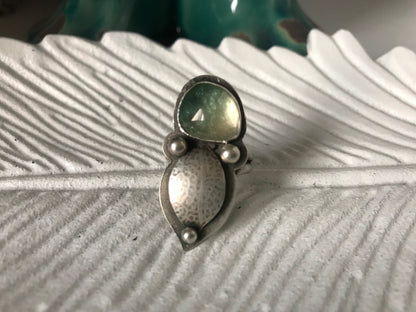 Green and Yellow Tourmaline Leaf Ring