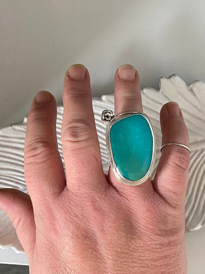 Ombré Tibetan Turquoise and Rose Statement Ring