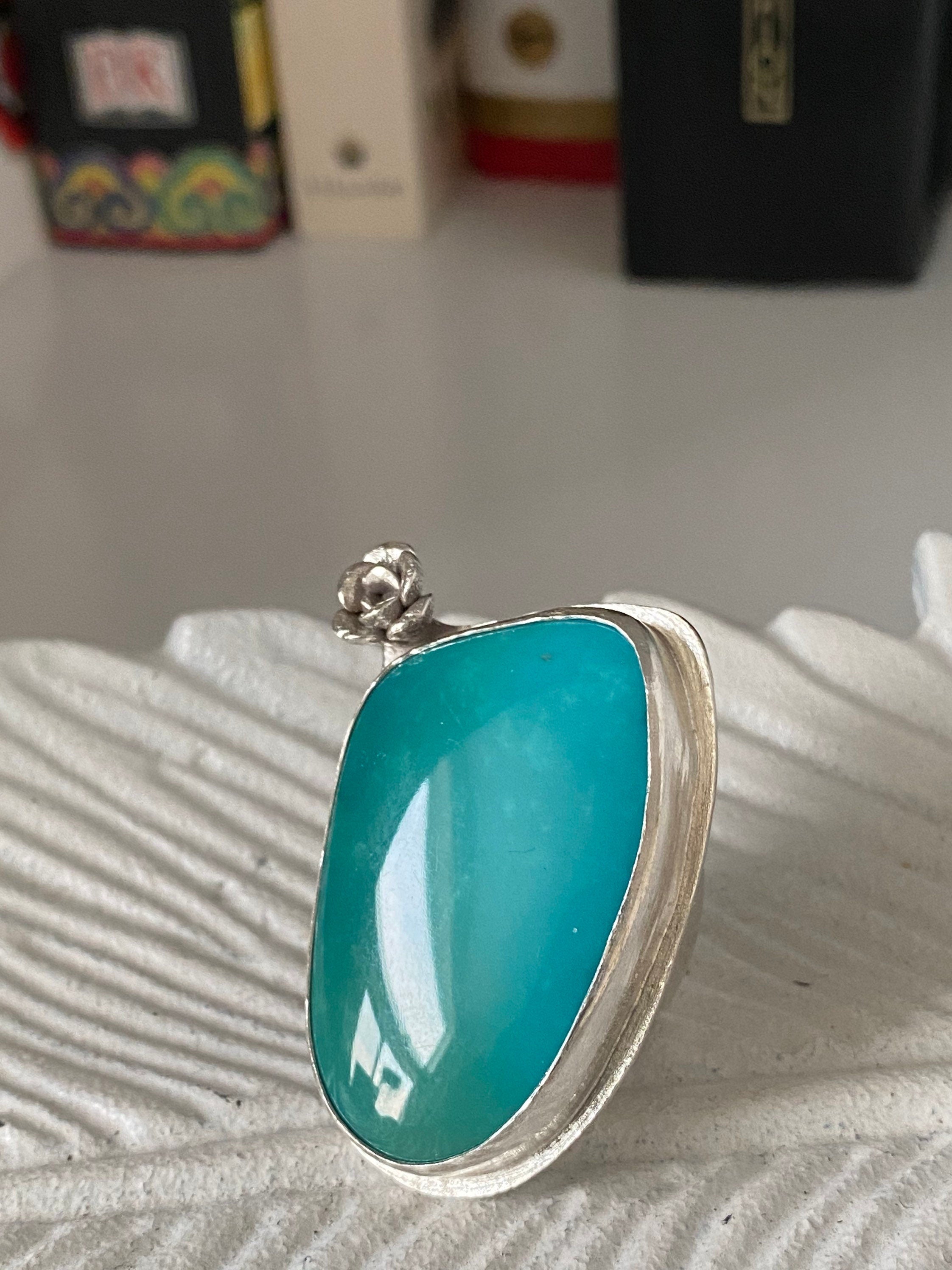 Ombré Tibetan Turquoise and Rose Statement Ring