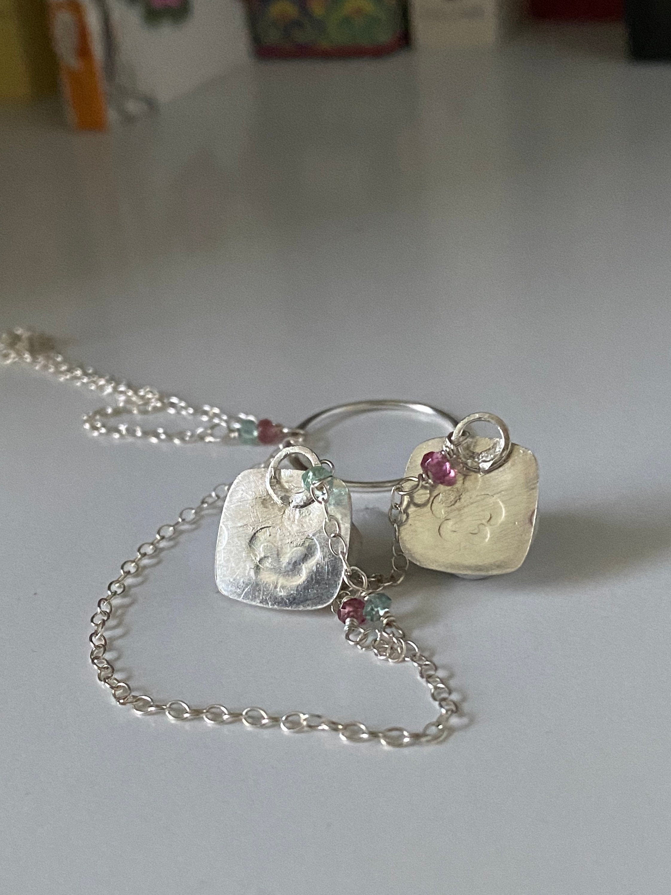 Green and Pink Sapphire Lariat Necklace