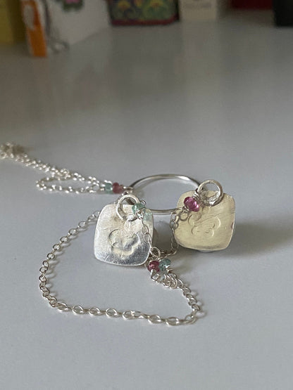 Green and Pink Sapphire Lariat Necklace