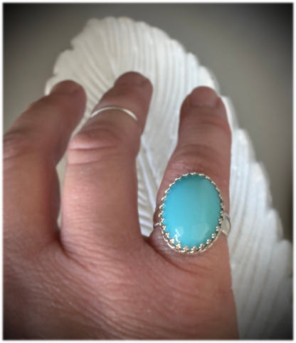 Aqua Chalcedony Ring
