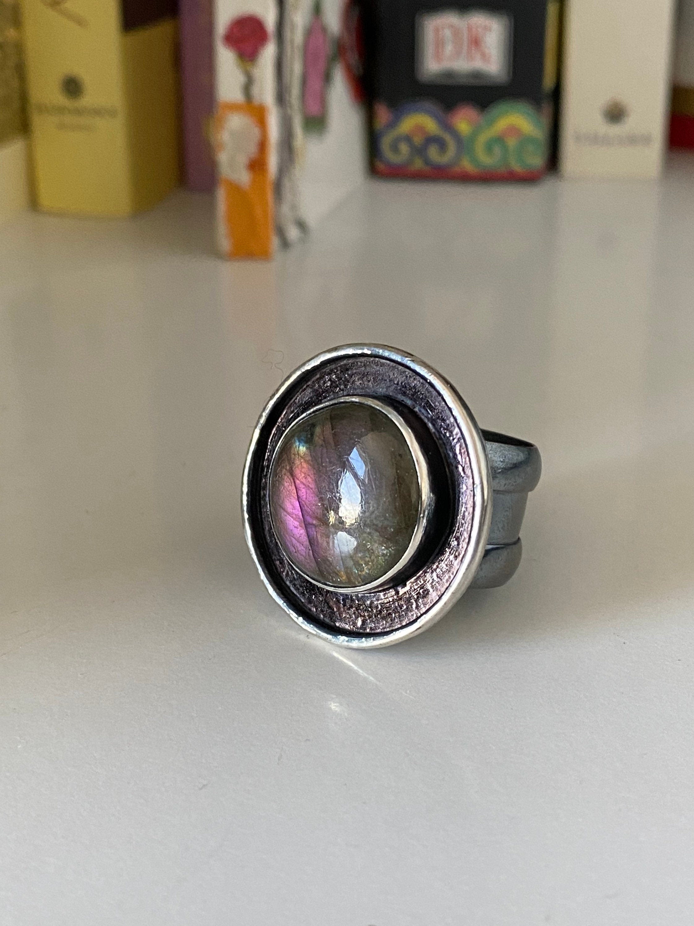 Purple Labradorite Shadowbox Ring