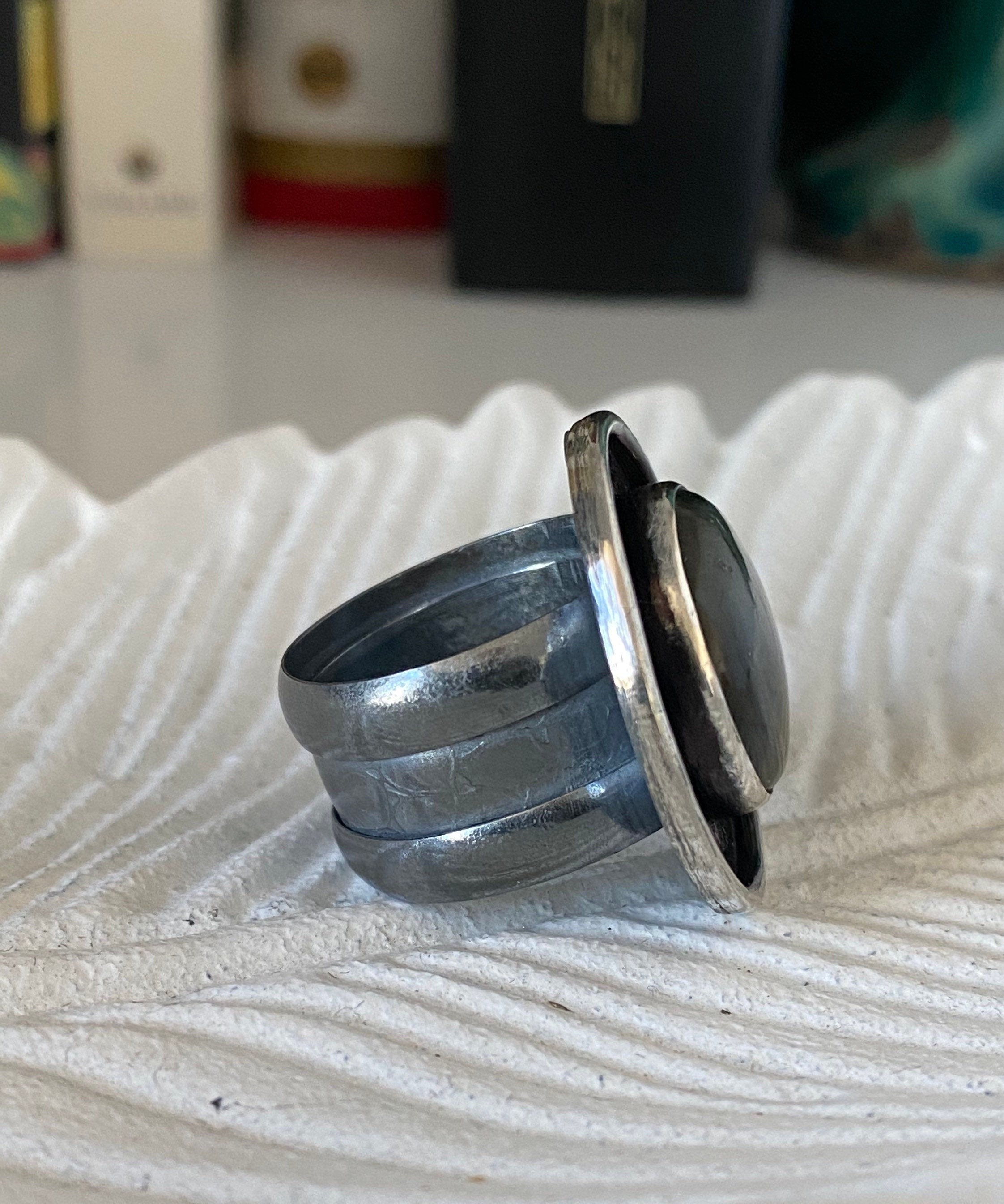 Purple Labradorite Shadowbox Ring