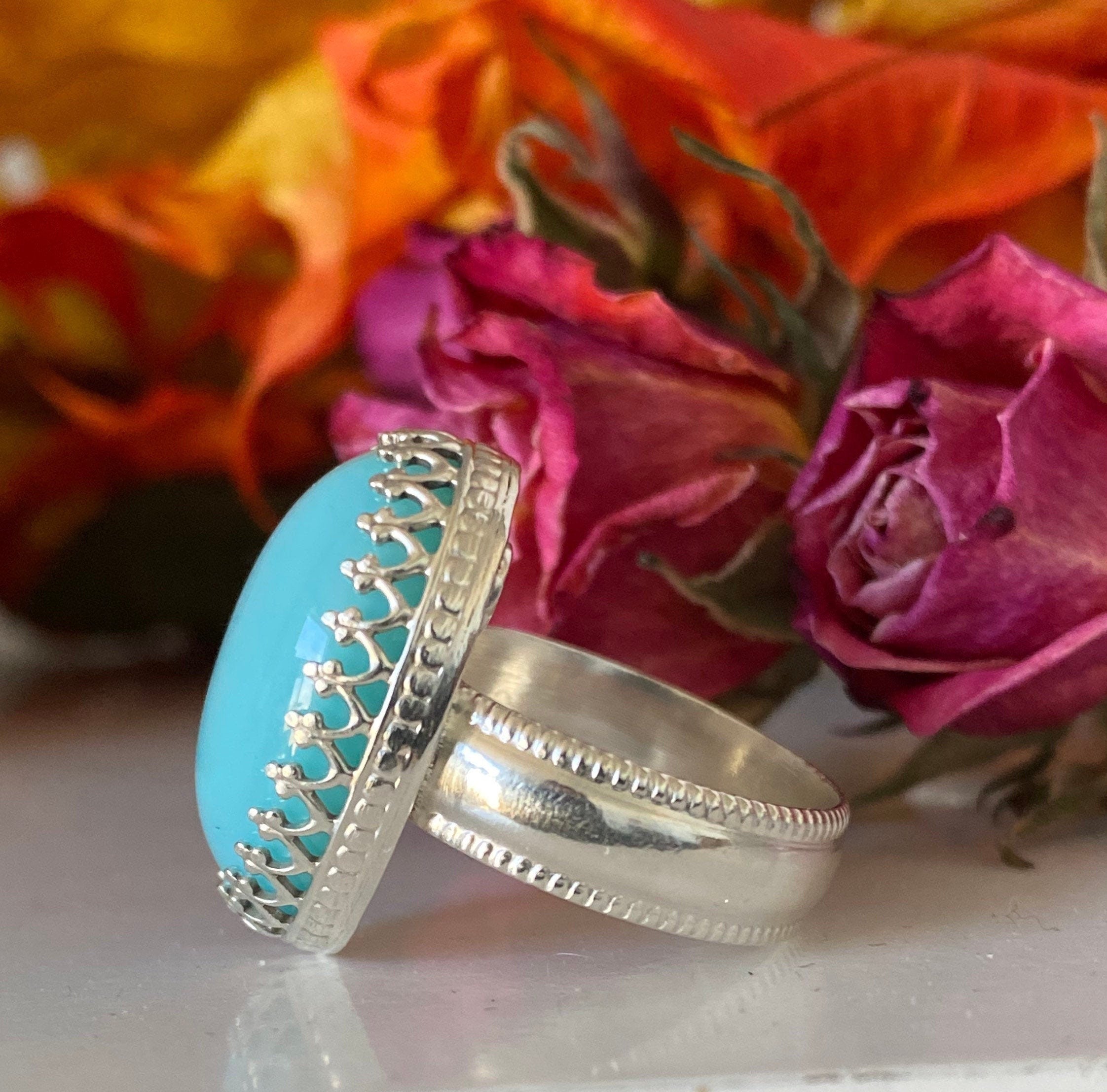 Aqua Chalcedony Ring