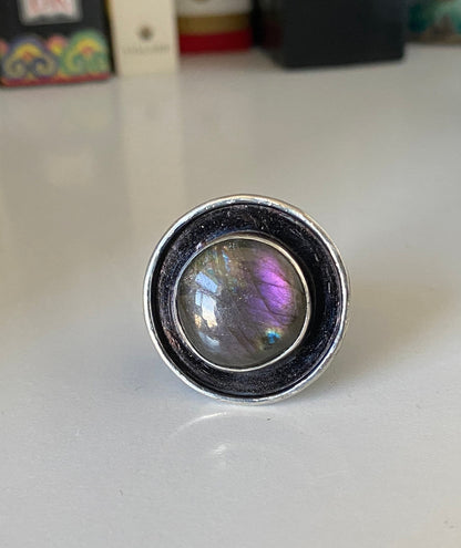 Purple Labradorite Shadowbox Ring