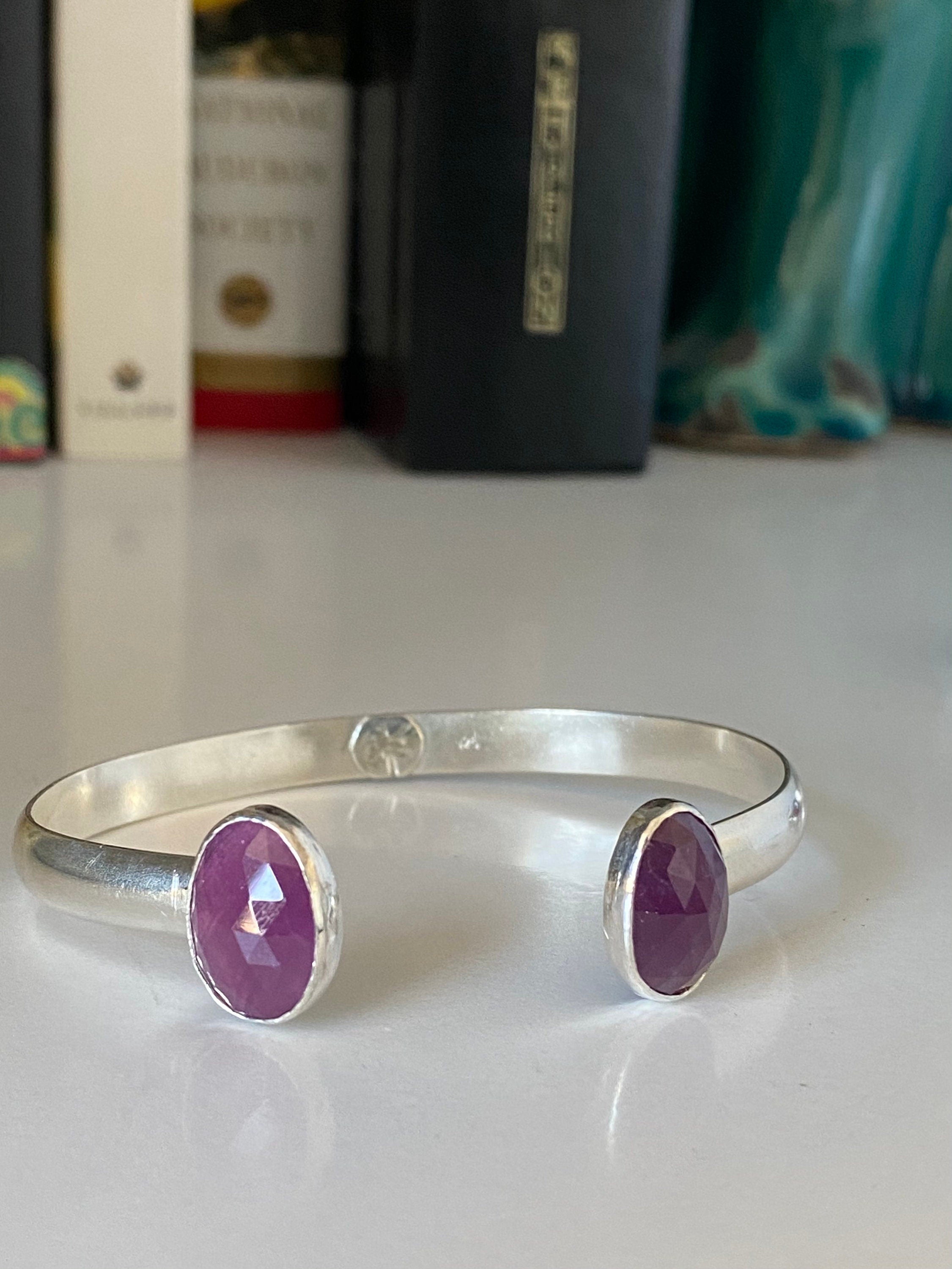 Classic Purple Sapphire Cuff - Choose your stones & size!