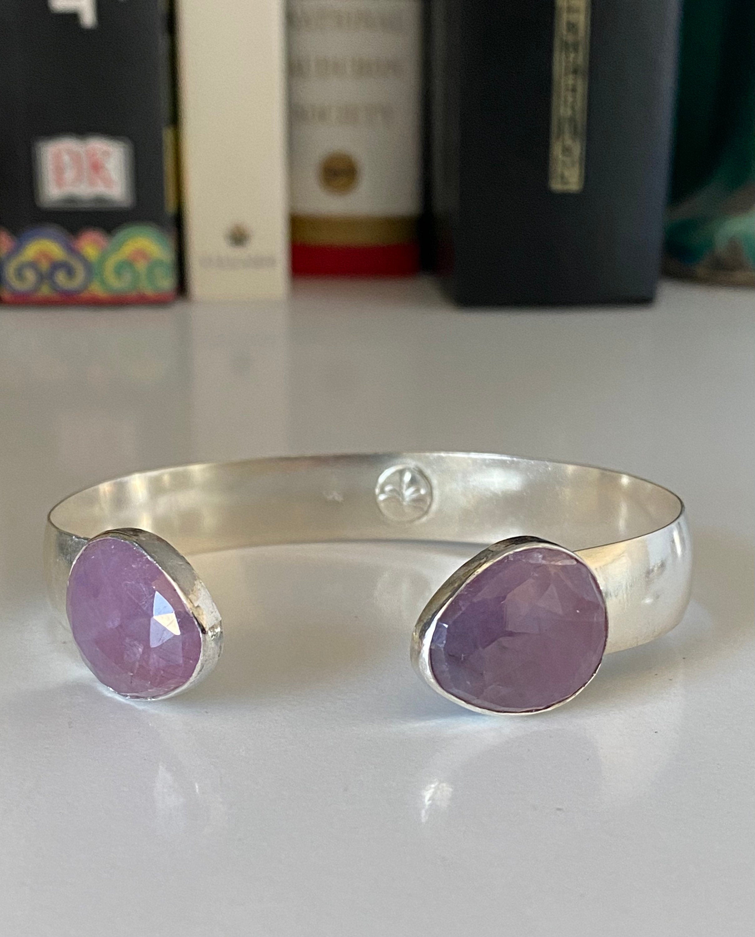 Classic Purple Pink Sapphire Cuff - Choose your stones & size!