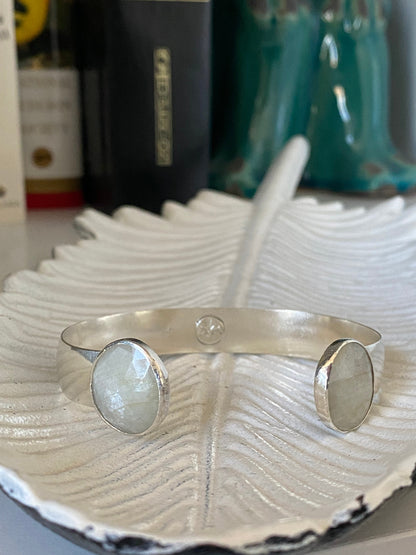 Classic Silver White Sapphire Cuff - Choose your stones & size!