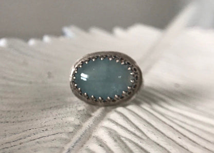 Oxidized Aquamarine Ring