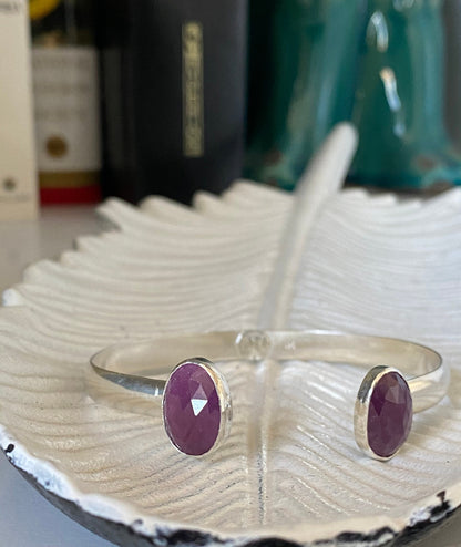 Classic Purple Sapphire Cuff - Choose your stones & size!