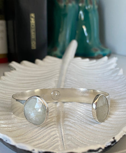 Classic Silver White Sapphire Cuff - Choose your stones & size!