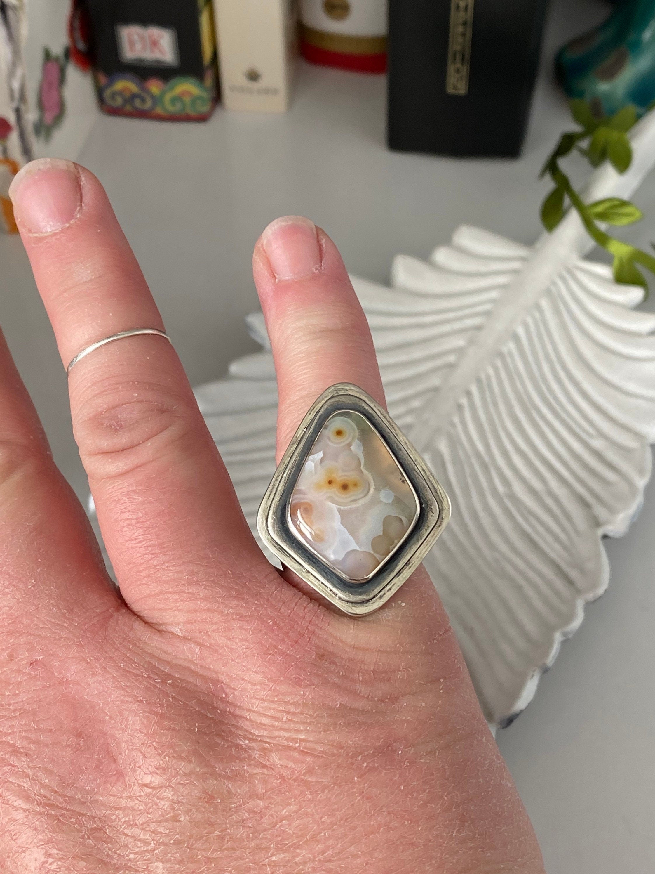 Diamond Ocean Jasper Ring