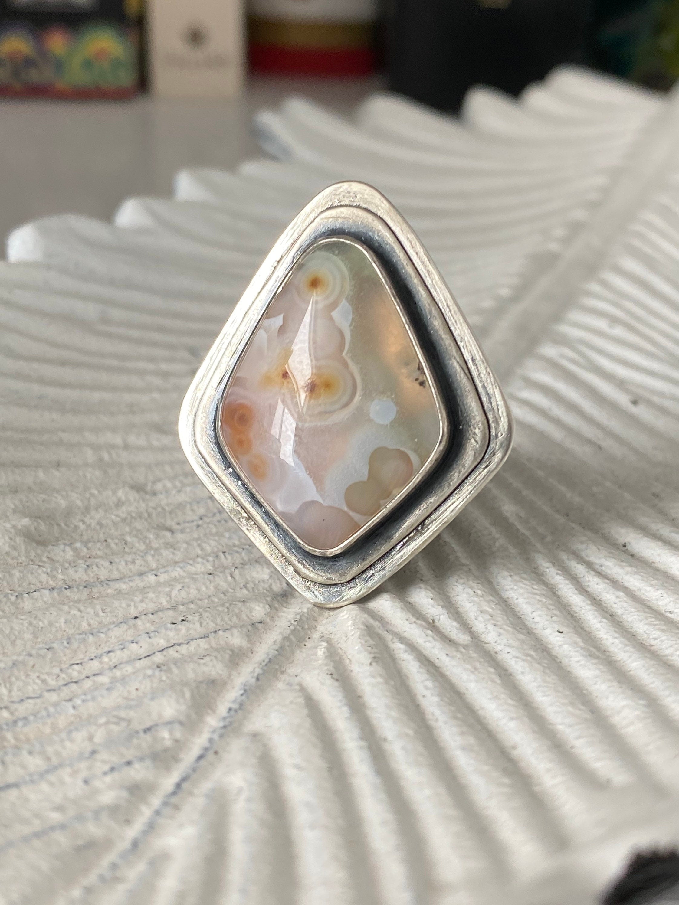 Diamond Ocean Jasper Ring