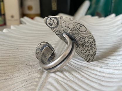 Open Concept Purple Coyamito Agate and Lavender Amethyst Adjustable Ring