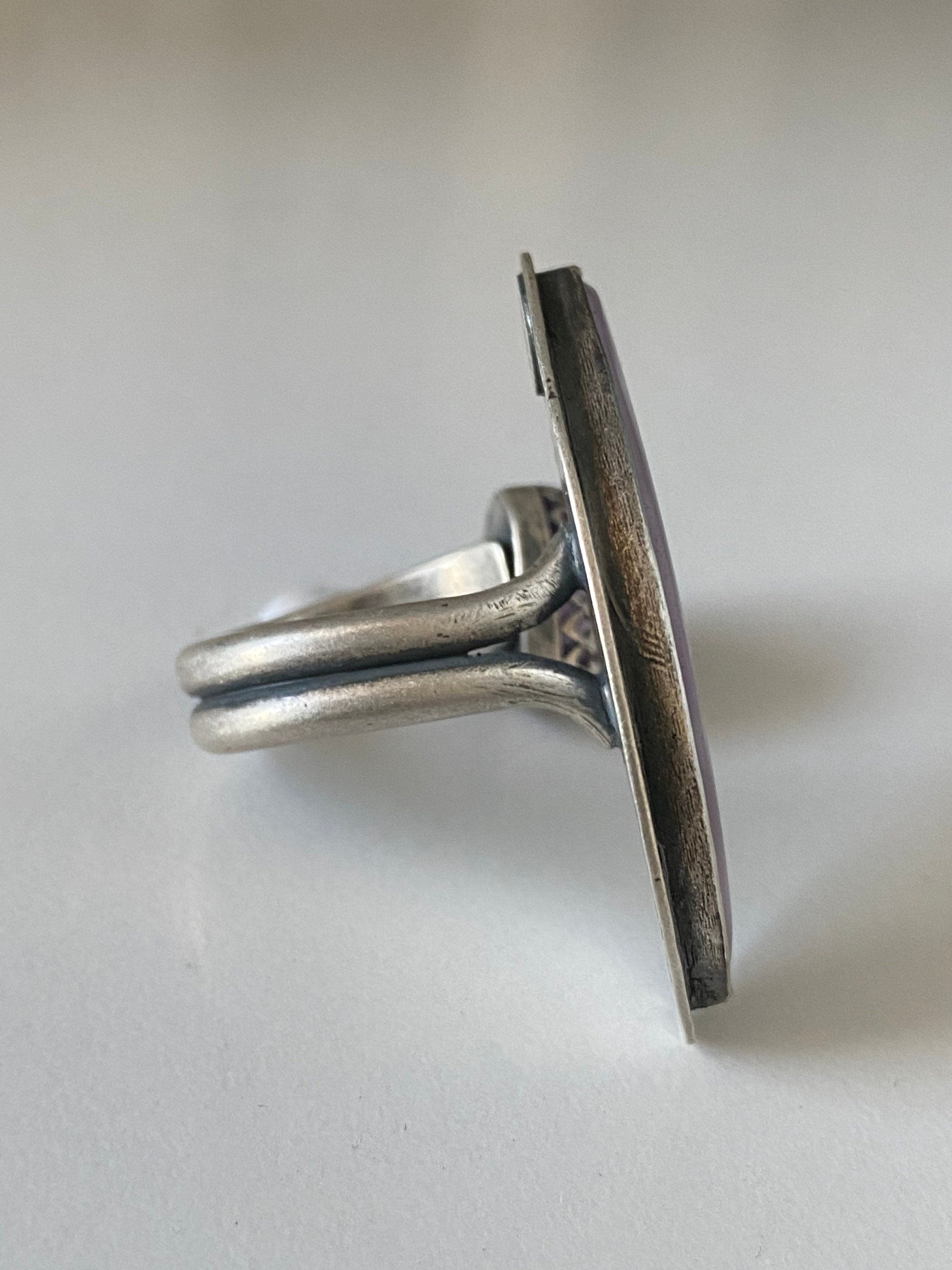 Open Concept Purple Coyamito Agate and Lavender Amethyst Adjustable Ring