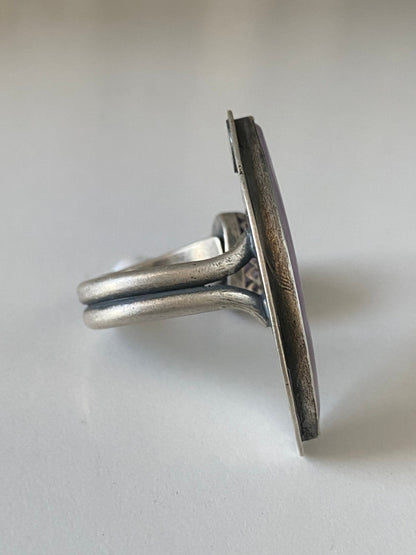 Open Concept Purple Coyamito Agate and Lavender Amethyst Adjustable Ring