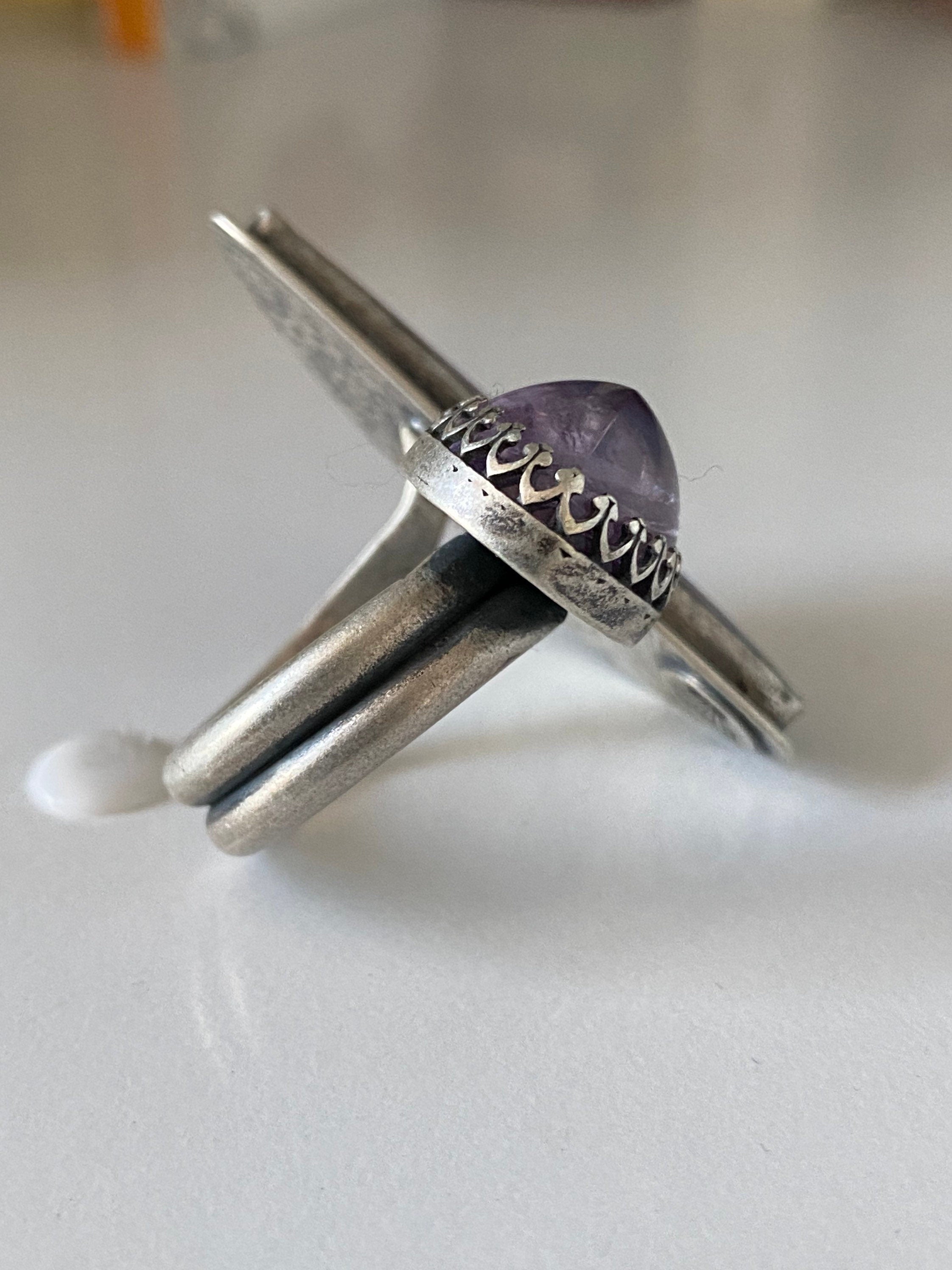 Open Concept Purple Coyamito Agate and Lavender Amethyst Adjustable Ring