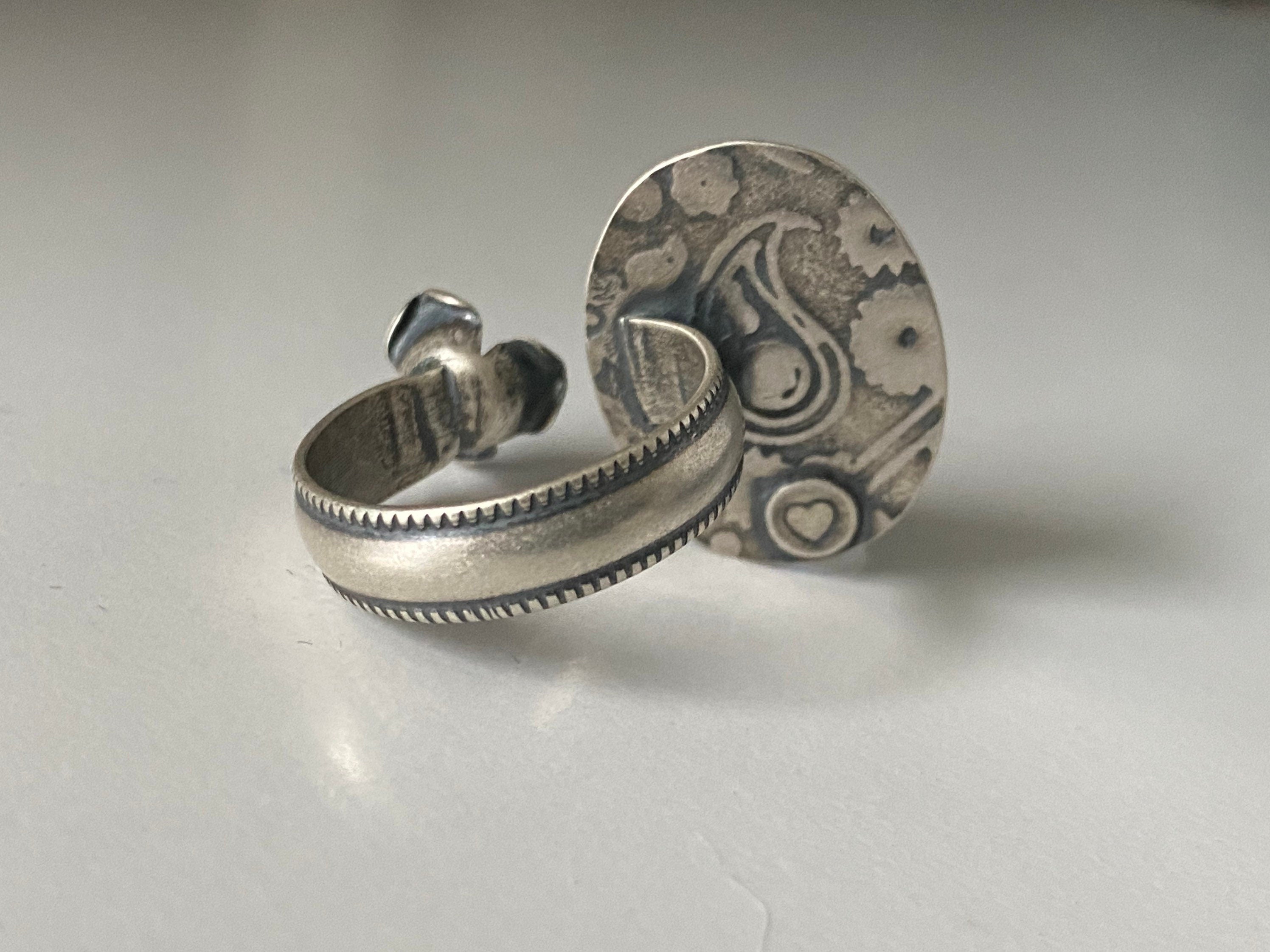 Open Concept Adjustable Teal Kyanite and Rose Ring