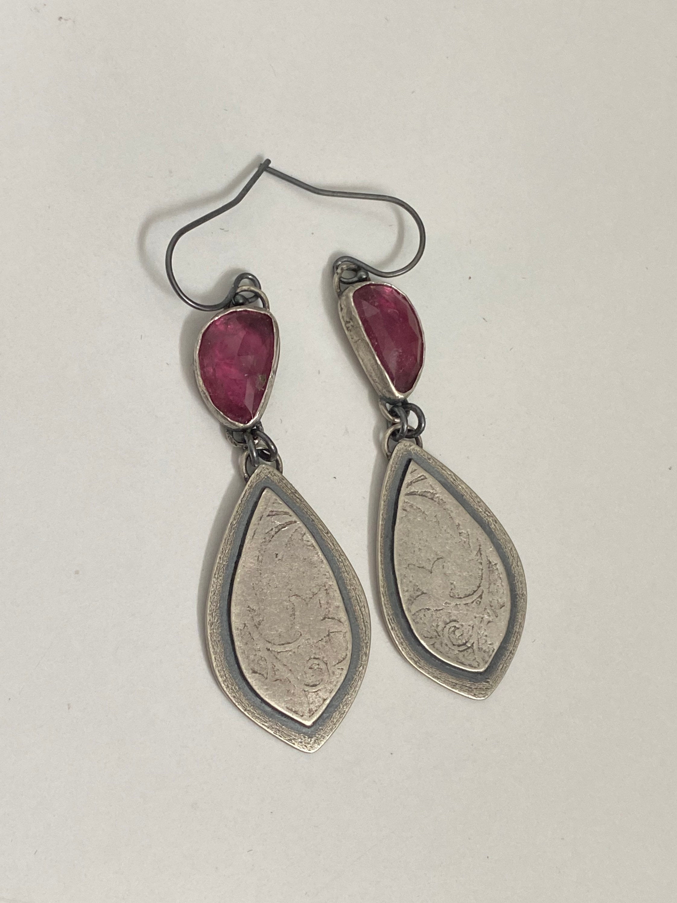 Pink Tourmaline Floral Drop Earrings